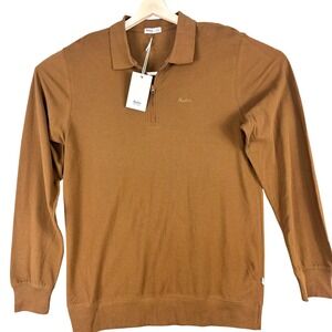 Katin Quarter‎ Zip Sweater Mens Medium Brown Cotton Long Sleeve Polo Collar Logo